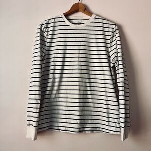 J Crew Navy White Striped Long Sleeve Shirt Size Large